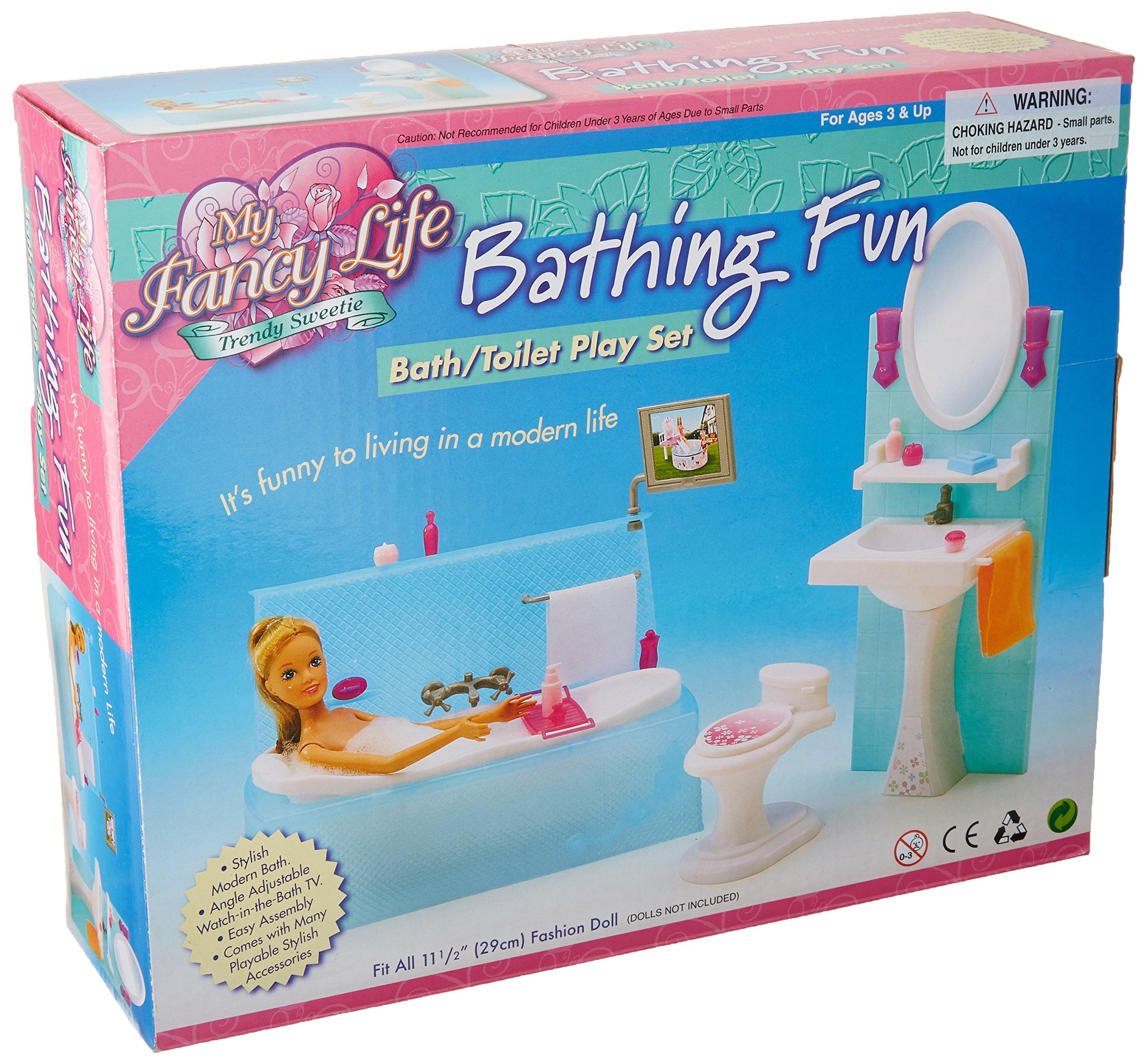 My Fancy Life Dollhouse Furniture - Bathing Fun with Bath Tub and Toilet Playset BATHROOM