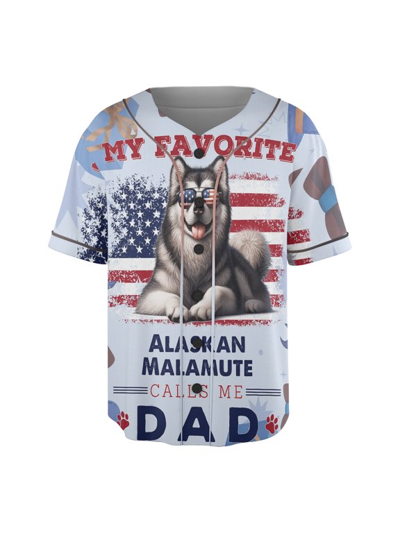 My Favorite Alaskan Malamute Calls Me Dad. Happy Father's Day All Over Print 3D Baseball Shirt Alaska Mal Dog Lovers Gifts Softball Sport - 00005