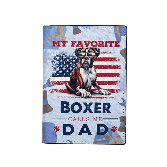 My Favorite Boxer Calls Me Dad. Happy Father's Day Travel Passport Wallet Boxers Dog Lover Gifts Idea PU Leather Passport Holder Cover - 00005