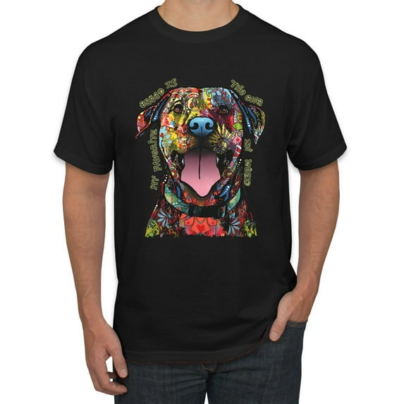 My Favorite Breed is The One In Need | Colorful Labrador Dog | Dean Russo Art Animal Lover Men's T-Shirt, Black, 2XL
