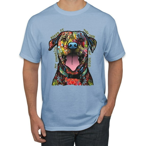 My Favorite Breed is The One In Need | Colorful Labrador Dog | Dean Russo Art Animal Lover Men's T-Shirt, Light Blue, 2XL