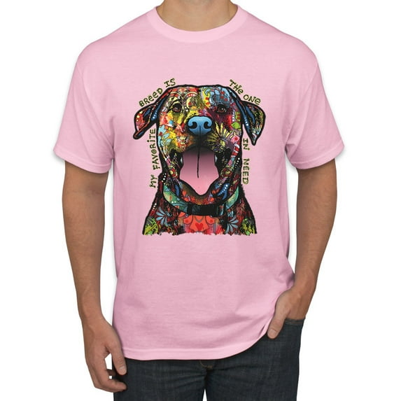 My Favorite Breed is The One In Need | Colorful Labrador Dog | Dean Russo Art Animal Lover Men's T-Shirt, Light Pink, XL