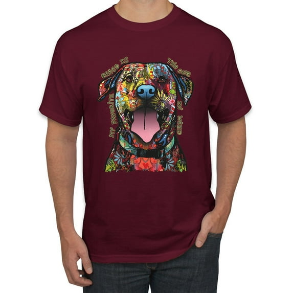 My Favorite Breed is The One In Need | Colorful Labrador Dog | Dean Russo Art Animal Lover Men's T-Shirt, Maroon, 2XL
