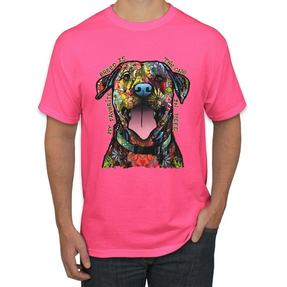 My Favorite Breed is The One In Need | Colorful Labrador Dog | Dean Russo Art Animal Lover Men's T-Shirt, Neon Pink, 2XL