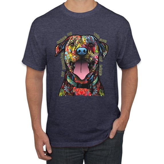 My Favorite Breed is The One In Need | Colorful Labrador Dog | Dean Russo Art Animal Lover Men's T-Shirt, Vintage Heather Navy, L