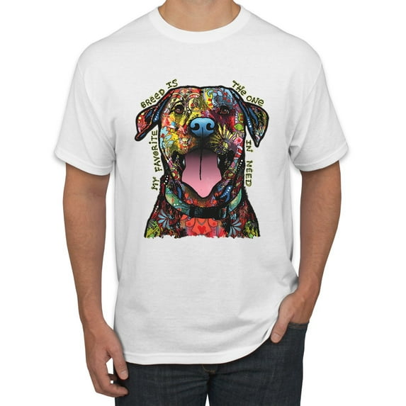 My Favorite Breed is The One In Need | Colorful Labrador Dog | Dean Russo Art Animal Lover Men's T-Shirt, White, 4XL