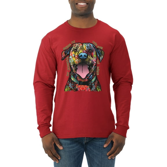 My Favorite Breed is The One In Need | Colorful Labrador Dog | Dean Russo Art Animal Lover Mens Long Sleeve Shirt, Red, L