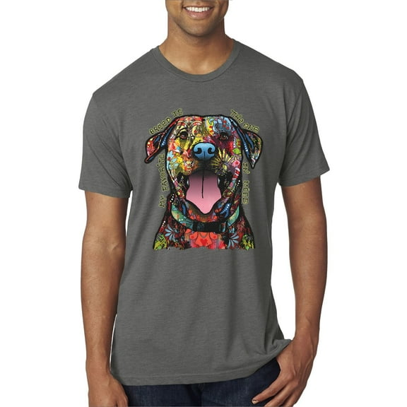 My Favorite Breed is The One In Need | Colorful Labrador Dog | Dean Russo Art Animal Lover Mens Premium Tri Blend T-Shirt, Dark Heather, M