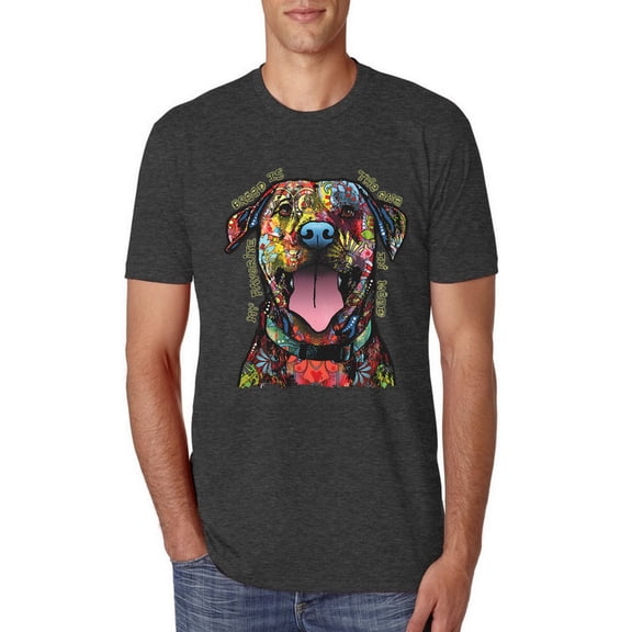 My Favorite Breed is The One In Need | Colorful Labrador Dog | Dean Russo Art Animal Lover Mens Premium Tri Blend T-Shirt, Vintage Black, L
