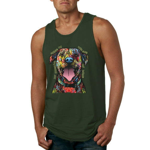 My Favorite Breed is The One In Need | Colorful Labrador Dog | Dean Russo Art Animal Lover Mens Sleeveless Top, Forest Green, M
