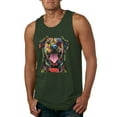 thumbnail image 1 of My Favorite Breed is The One In Need | Colorful Labrador Dog | Dean Russo Art Animal Lover Mens Sleeveless Top, Forest Green, S, 1 of 5