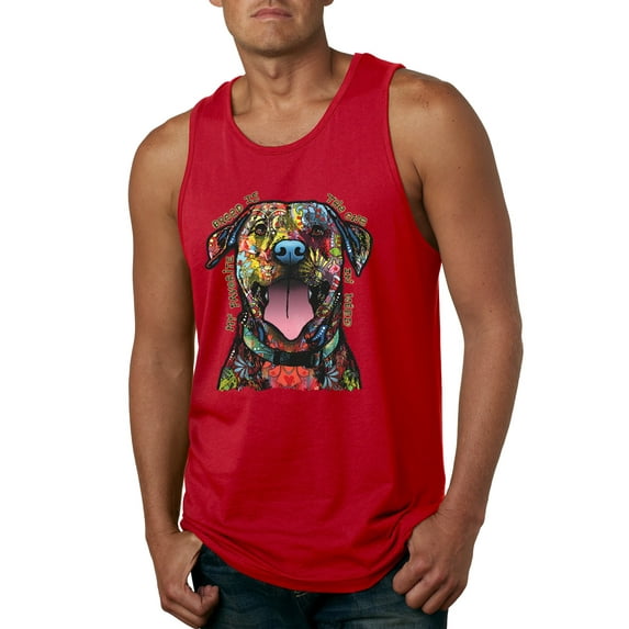My Favorite Breed is The One In Need | Colorful Labrador Dog | Dean Russo Art Animal Lover Mens Sleeveless Top, Red, M