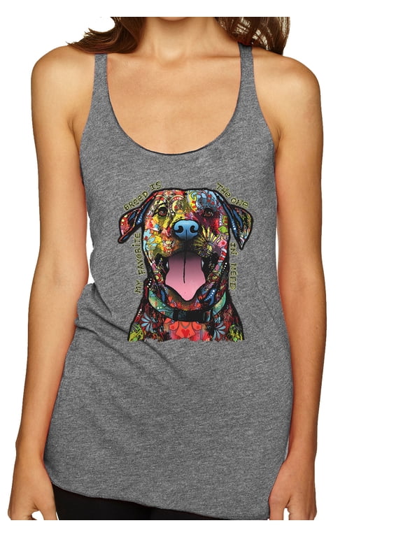 My Favorite Breed is The One In Need | Colorful Labrador Dog | Dean Russo Art Animal Lover Tri-Blend Racerback Sleeveless Top, Premium Heather, XL
