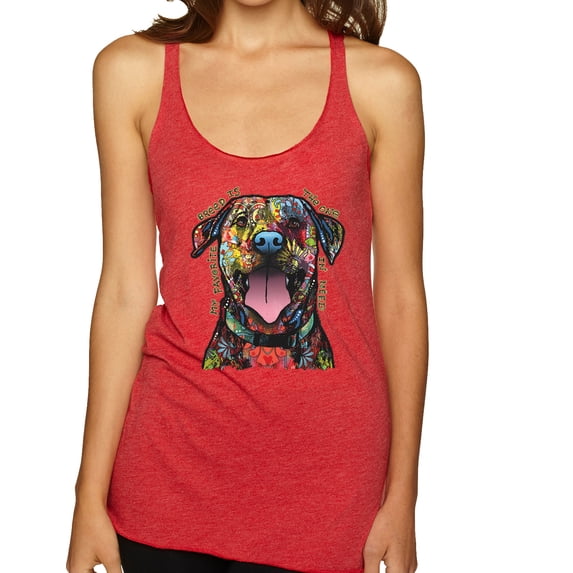 My Favorite Breed is The One In Need | Colorful Labrador Dog | Dean Russo Art Animal Lover Tri-Blend Racerback Sleeveless Top, Vintage Red, XL