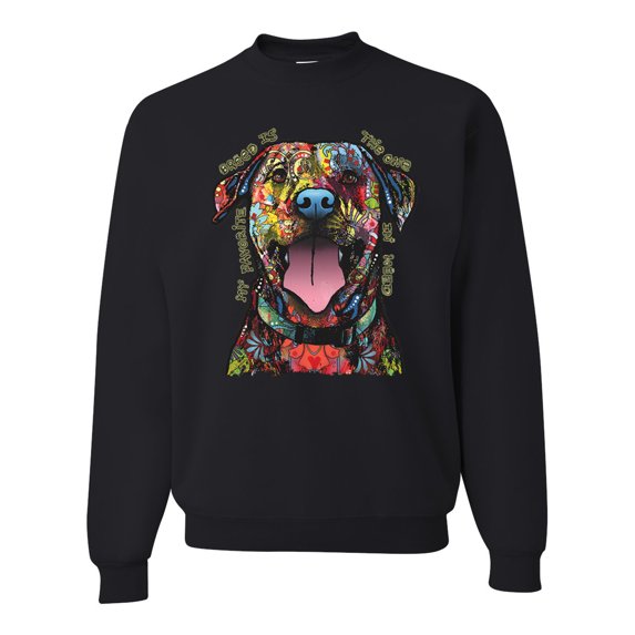 My Favorite Breed is The One In Need | Colorful Labrador Dog | Dean Russo Art Animal Lover Unisex Crewneck Sweatshirt, Black, 5XL