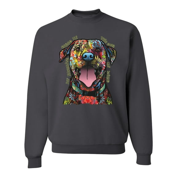 My Favorite Breed is The One In Need | Colorful Labrador Dog | Dean Russo Art Animal Lover Unisex Crewneck Sweatshirt, Charcoal, M