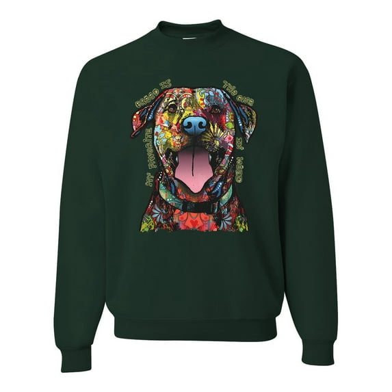 My Favorite Breed is The One In Need | Colorful Labrador Dog | Dean Russo Art Animal Lover Unisex Crewneck Sweatshirt, Forest Green, S