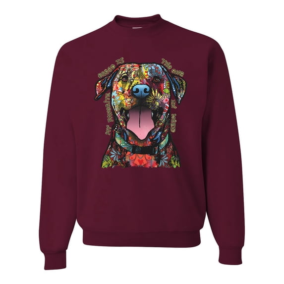 My Favorite Breed is The One In Need | Colorful Labrador Dog | Dean Russo Art Animal Lover Unisex Crewneck Sweatshirt, Maroon, 3XL