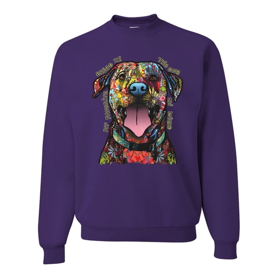 My Favorite Breed is The One In Need | Colorful Labrador Dog | Dean Russo Art Animal Lover Unisex Crewneck Sweatshirt, Purple, S