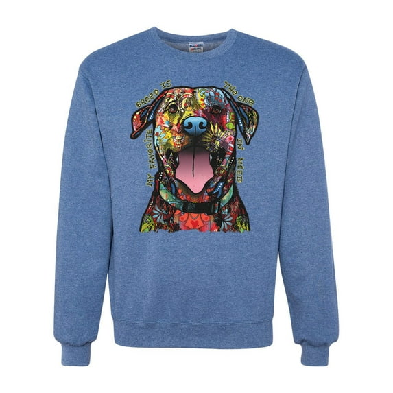 My Favorite Breed is The One In Need | Colorful Labrador Dog | Dean Russo Art Animal Lover Unisex Crewneck Sweatshirt, Vintage Heather Blue, XL