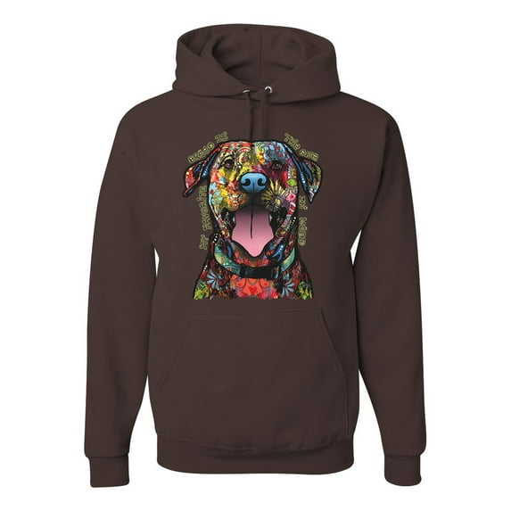 My Favorite Breed is The One In Need | Colorful Labrador Dog | Dean Russo Art Animal Lover Unisex Hoodie Sweatshirt, Brown, S