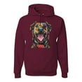thumbnail image 1 of My Favorite Breed is The One In Need | Colorful Labrador Dog | Dean Russo Art Animal Lover Unisex Hoodie Sweatshirt, Maroon, 2XL, 1 of 5