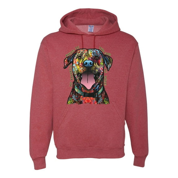 My Favorite Breed is The One In Need | Colorful Labrador Dog | Dean Russo Art Animal Lover Unisex Hoodie Sweatshirt, Vintage Heather Red, XL