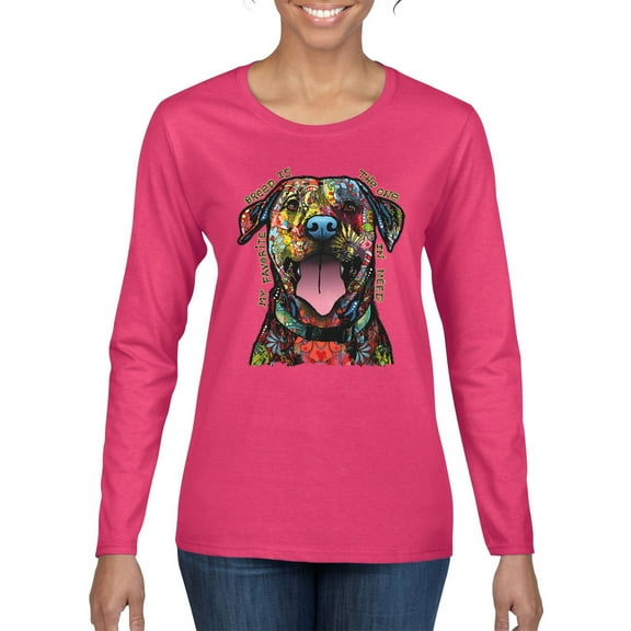 My Favorite Breed is The One In Need | Colorful Labrador Dog | Dean Russo Art Animal Lover Womens Long Sleeve T-Shirt, Fuschia, S
