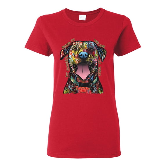 My Favorite Breed is The One In Need | Colorful Labrador Dog | Dean Russo Art Animal Lover Womens T-Shirt, Red, 2XL