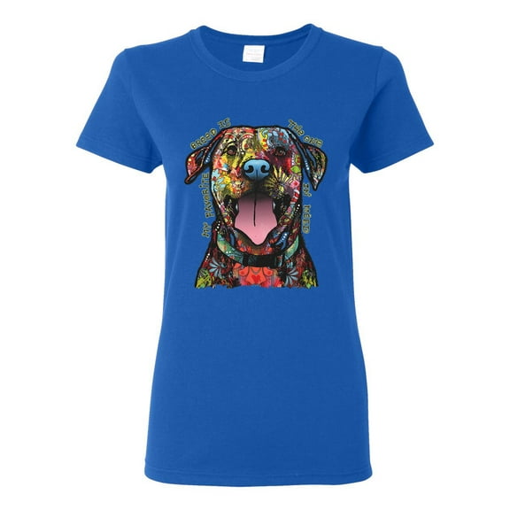 My Favorite Breed is The One In Need | Colorful Labrador Dog | Dean Russo Art Animal Lover Womens T-Shirt, Royal, S
