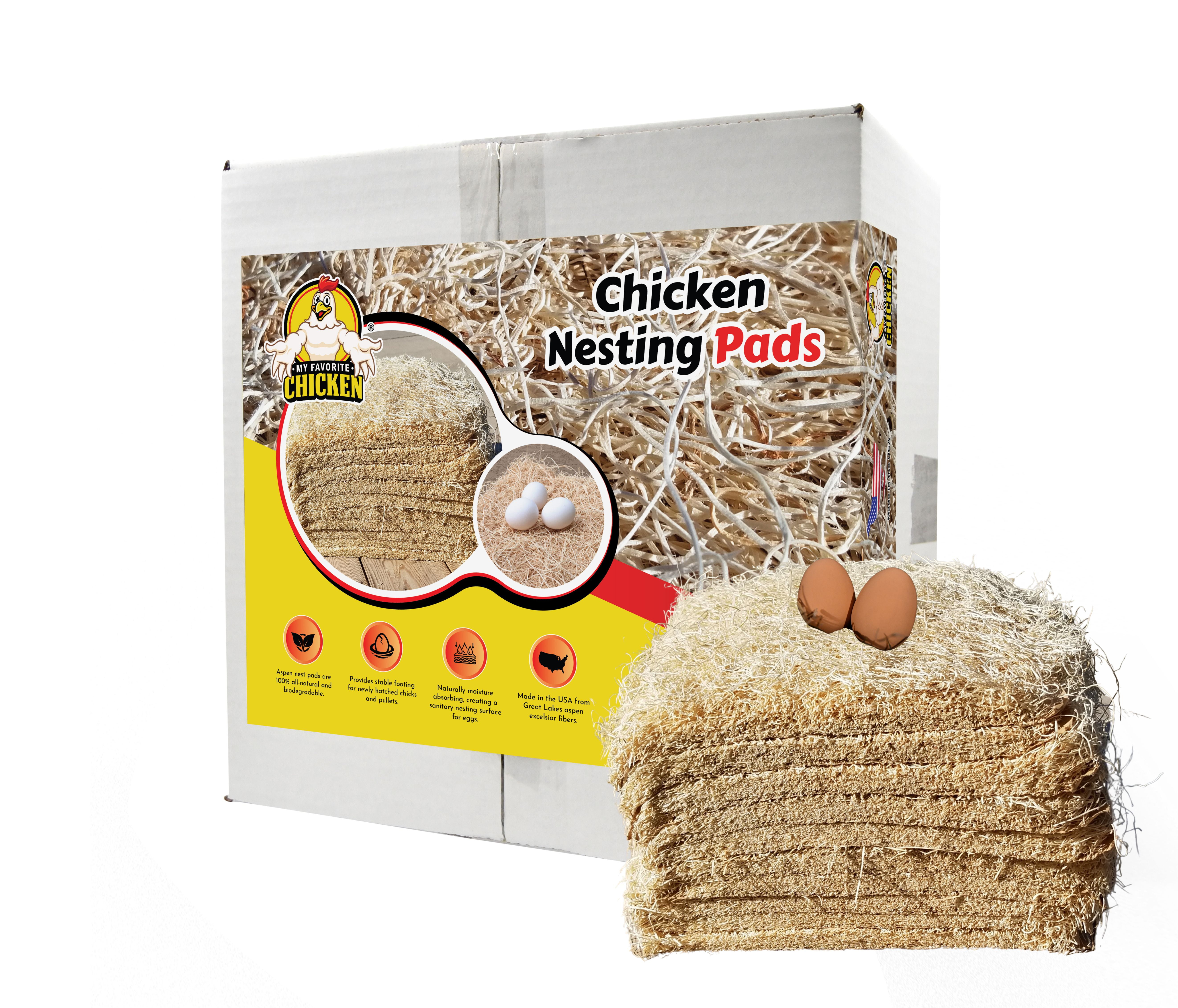 Natural Aspen Fiber Chicken Nesting Box Pads 10-Pack