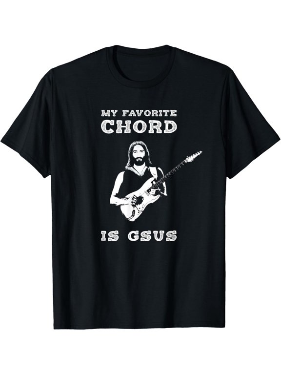 My Favorite Chord Is Gsus Jesus Playing Guitar Christian Graphic T-Shirt, Size S-5XL