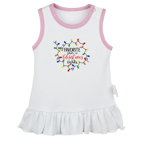 My Favorite Color is Christmas Lights Novelty Dresses For Baby, Newborn Babies Skirts, Infant Princess Dress, 0-24M Kids Graphic Clothes (White Sleeveless Dresses, 6-12 Months)