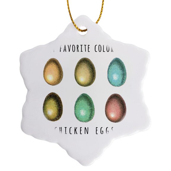 3drose, My Favorite Color Is Chicken Eggs - Funny Chicken Egg Humor, 3 inch Snowflake Porcelain Ornament