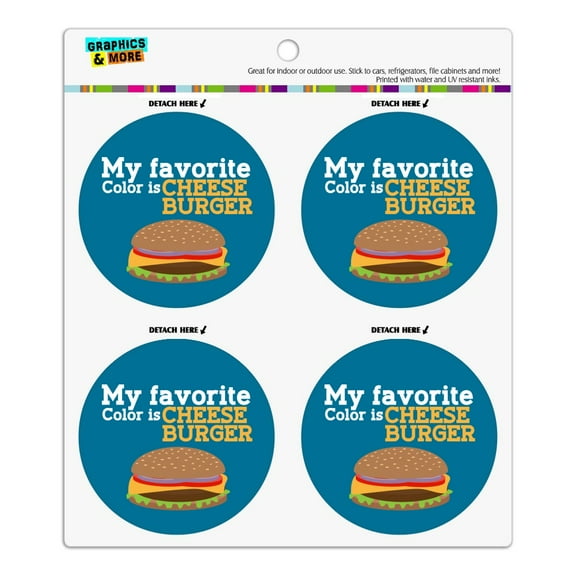 My Favorite Color is Cheeseburger Refrigerator Fridge Locker Vinyl Circle Magnet Set