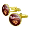 thumbnail image 1 of My Favorite Color is Pizza Round Cufflink Set Gold Color, 1 of 5