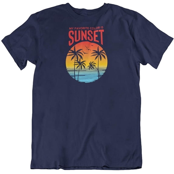 My Favorite Color is Sunset. T-Shirt Gift for Beach Lovers, Surfers, Men & Women Navy
