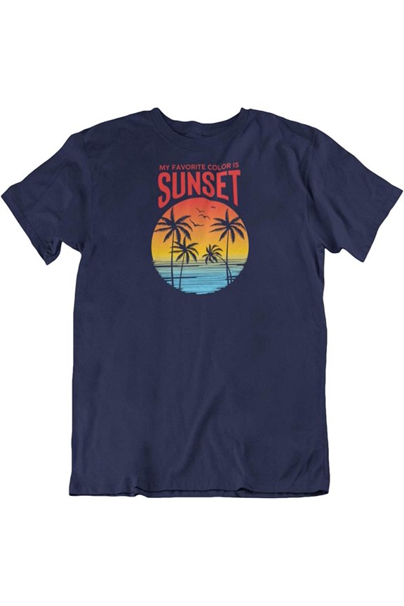 My Favorite Color is Sunset. T-Shirt Gift for Beach Lovers, Surfers, Men & Women Navy
