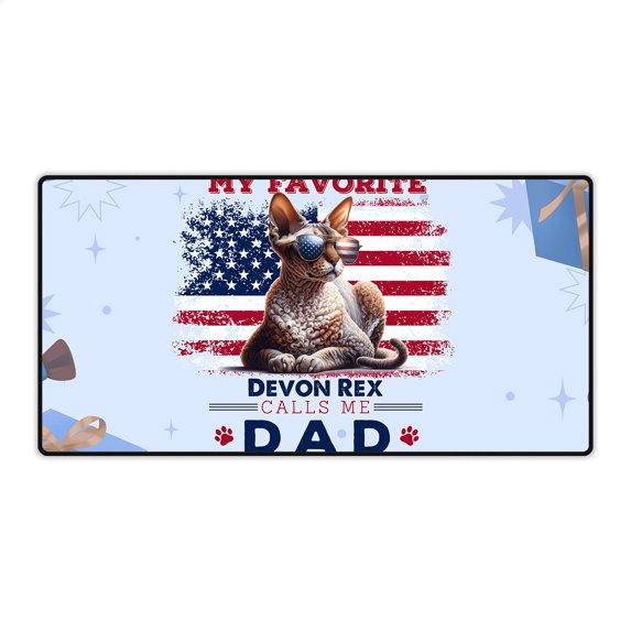 My Favorite Devon Rex Calls Me Dad. Happy Father's Day Desk Mat Full Keyboard Mouse Pad Cat Lover Kitten Owner Gifts Large Mousepad - 00005