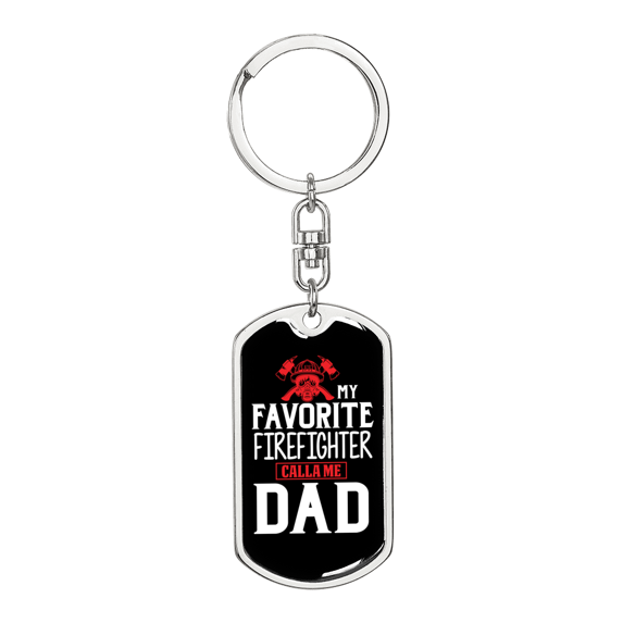 My Favorite Firefighter Son Stainless Steel or 18k Gold Premium Swivel Dog Tag Keychain