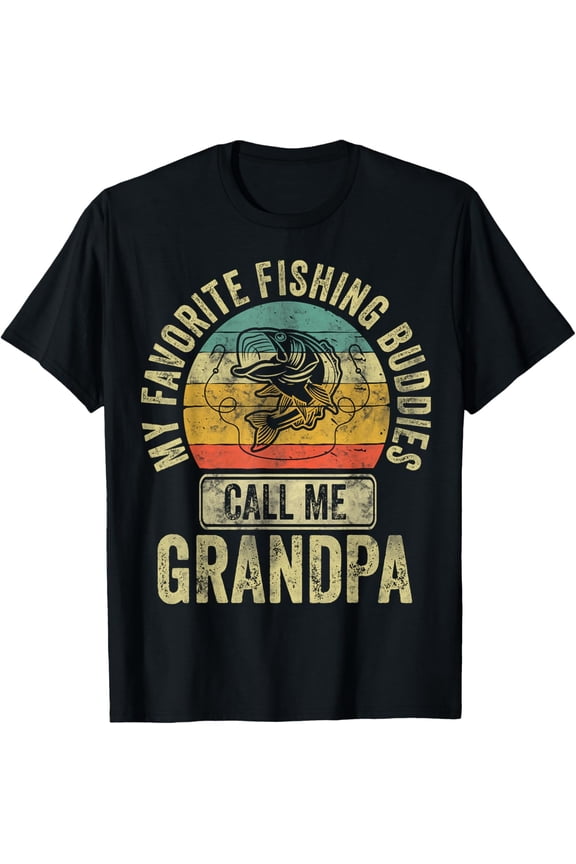 My Favorite Fishing Buddies Call Me Grandpa Shirt Fisherman Mens T-Shirt