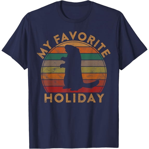 My Favorite Holiday Ground Hog Sunset Gift Softstyle Unisex T-Shirt,Navy Color,Size YS