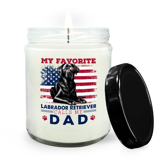 My Favorite Labrador Retriever Calls Me Dad. Happy Father's Day Soy Wax Candle Lab Dog Lover Gifts 16oz White Vanilla Candle - 00005