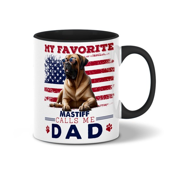 My Favorite Mastiff Calls Me Dad. Happy Father's Day 11oz Accent Two-tone Mug Mastiffs Dog Lover Gifts Idea Coffee Tea Cup - 00005