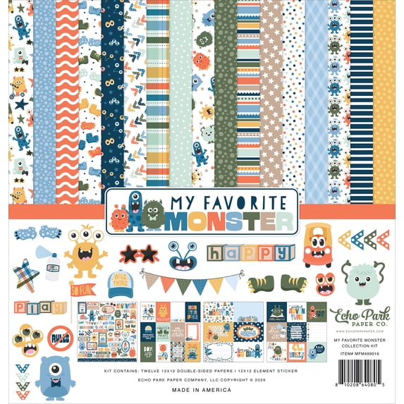 Echo Park Collection Kit 12"X12"-My Favorite Monster