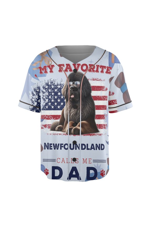My Favorite Newfoundland Calls Me Dad. Happy Father's Day All Over Print 3D Baseball Shirt Newfie Dog Lover Gifts Softball Sport - 00005