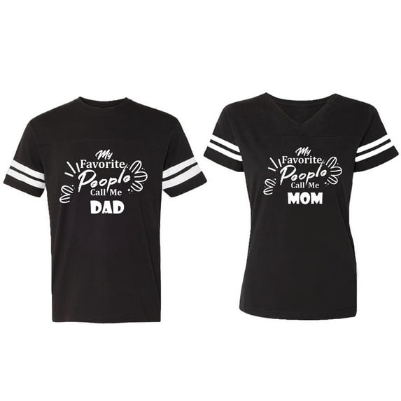 My Favorite People Call Me Dad Mom Matching Couple Cotton Jerseys (Men Black / Women Black) (Men S / Women L)