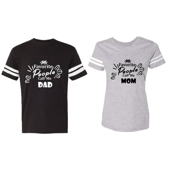 My Favorite People Call Me Dad Mom Matching Couple Cotton Jerseys (Men Black / Women Heather) (Men M / Women L)