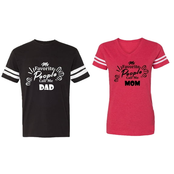My Favorite People Call Me Dad Mom Matching Couple Cotton Jerseys (Men Black / Women Red) (Men S / Women XL)