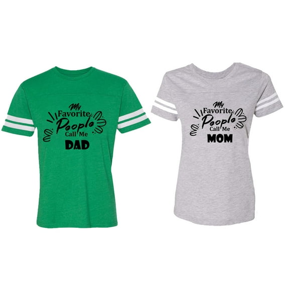 My Favorite People Call Me Dad Mom Matching Couple Cotton Jerseys (Men Green / Women Heather) (Men L / Women L)
